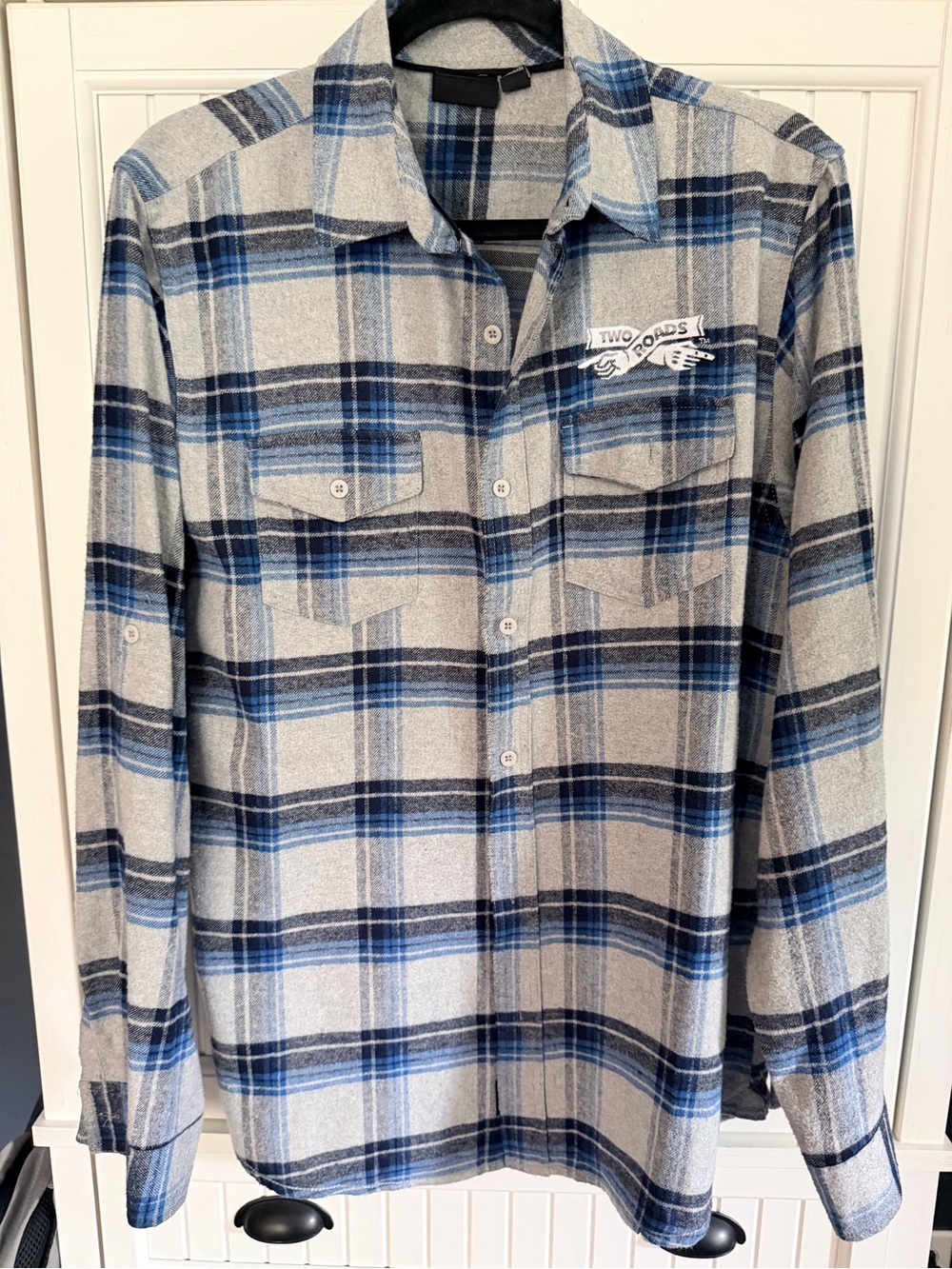 Burnside Blue & Gray Plaid Flannel Shirt for Men